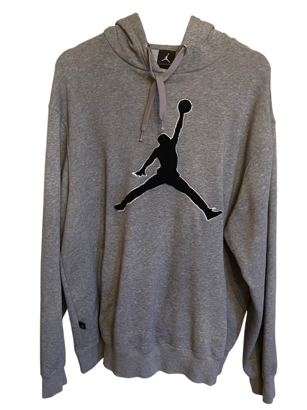 Nike Jordan Jumpman Big Logo Fleece Pullover Hoodie Grey size large